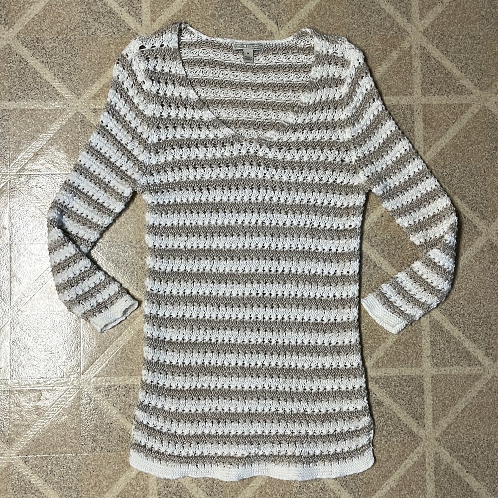 Dana Buchman Knitted White Beige Pullover Sweater or Cover Up Sz M